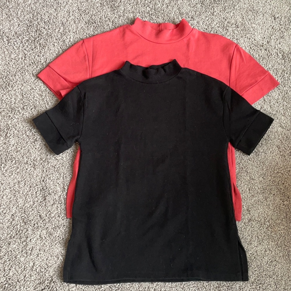 ZARA Tops Black & Pink-Orange Color
